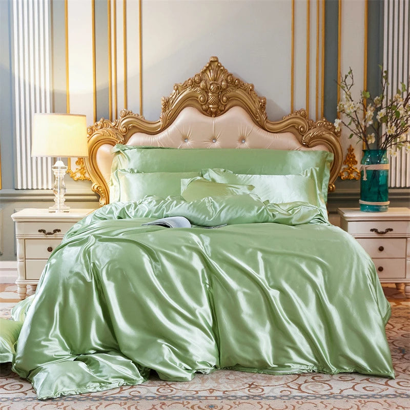 High End Home Emulation Silk Satin Bedding Set Luxury Single Double Duvet Cover Set High Quality King Queen Size Bedding Sets