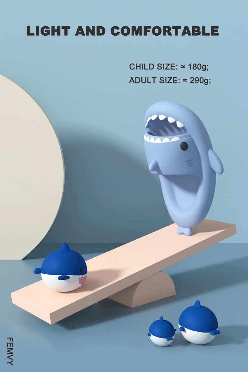 Shevalues Kids Shark Slippers Summer Fashion Children Cartoon Sandals Boys Girls Cute Beach Shoes Home Non-Slip Bathroom Slides