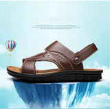 Summer Men's Leather Sandals Outdoor Non-slip Men's Beach Sandals Handmade Leather Men's Shoes Fashion Men Flip-flops