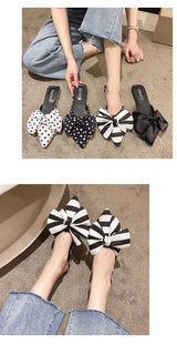 Fashion Women Slippers Women Pointed Toe Bowtie Slippers Woman Slip-on Summer Ladies Shoes Sandals