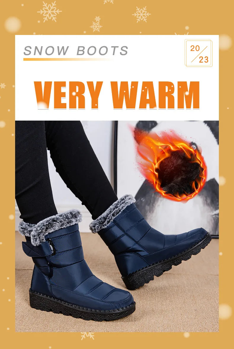 Waterproof Winter for 2023 New Faux Fur Long Platform Snow Warm Cotton Couples Shoes Plush Woman Ankle Boots