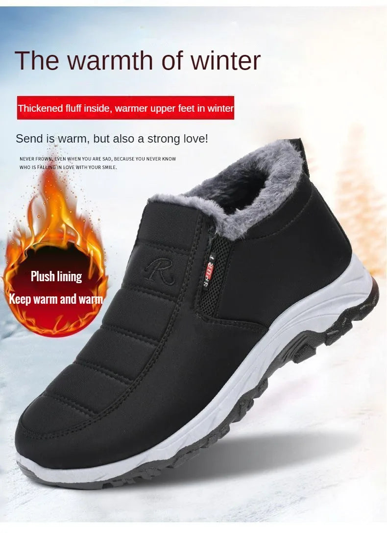 Autumn and Winter Old Beijing Cotton Shoes Women's Plush Thickened Walking, Warm and Wear resistant Shoes, Non slip Mom's Shoes