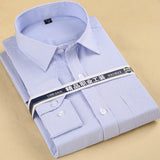 8XL Plus Size Men's Top Quality Dress Shirts Long Sleeve Slim Fit Solid Striped Business Formal White Shirt Male Social Clothing