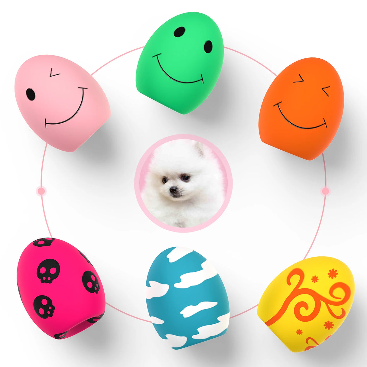 SChitec Rubber Puppy Toys 8 Pcs Dog Ball Squeak Sound  for Small Large Dogs Interactive Pet Supplies Pet Puppy Toys Accessories