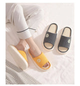 Couples Home Cotton Linen Slippers Women Indoor Bedroom Soft Slides Comfortable Men House Shoes Non-slip Breathable Flats