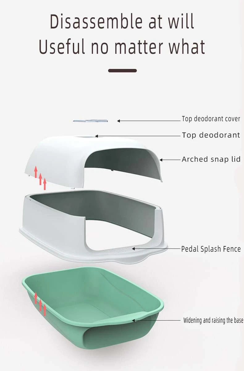 Pet Litter Box Fully Enclosed Spillproof Deodorant Cat Toilet Two-Way Shovel Large Capacity Cat Toilet Litter Box Closed Sandbox