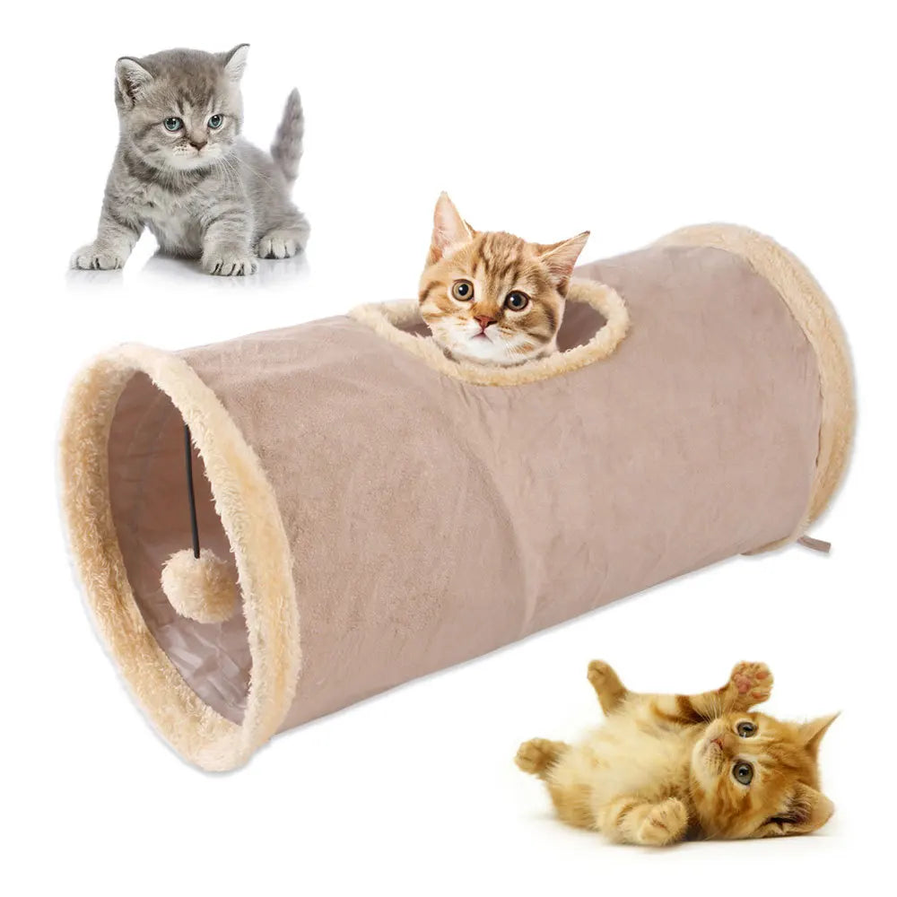 Pet Cat Plush Channel Foldable Suede Tunnel Educational Toy Warm Winter Interactive Toys for Cat Supplies