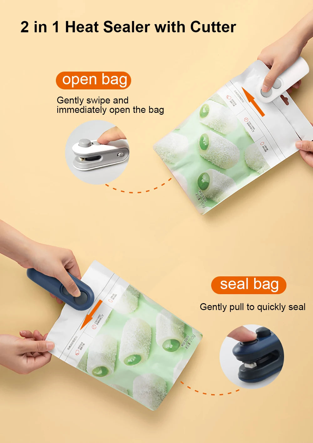 Mini Heat Bag Sealing Machine Package Sealer Bags Plastic Food Sealer Clip Bag Handheld Sealer Food Packaging Heat Sealer