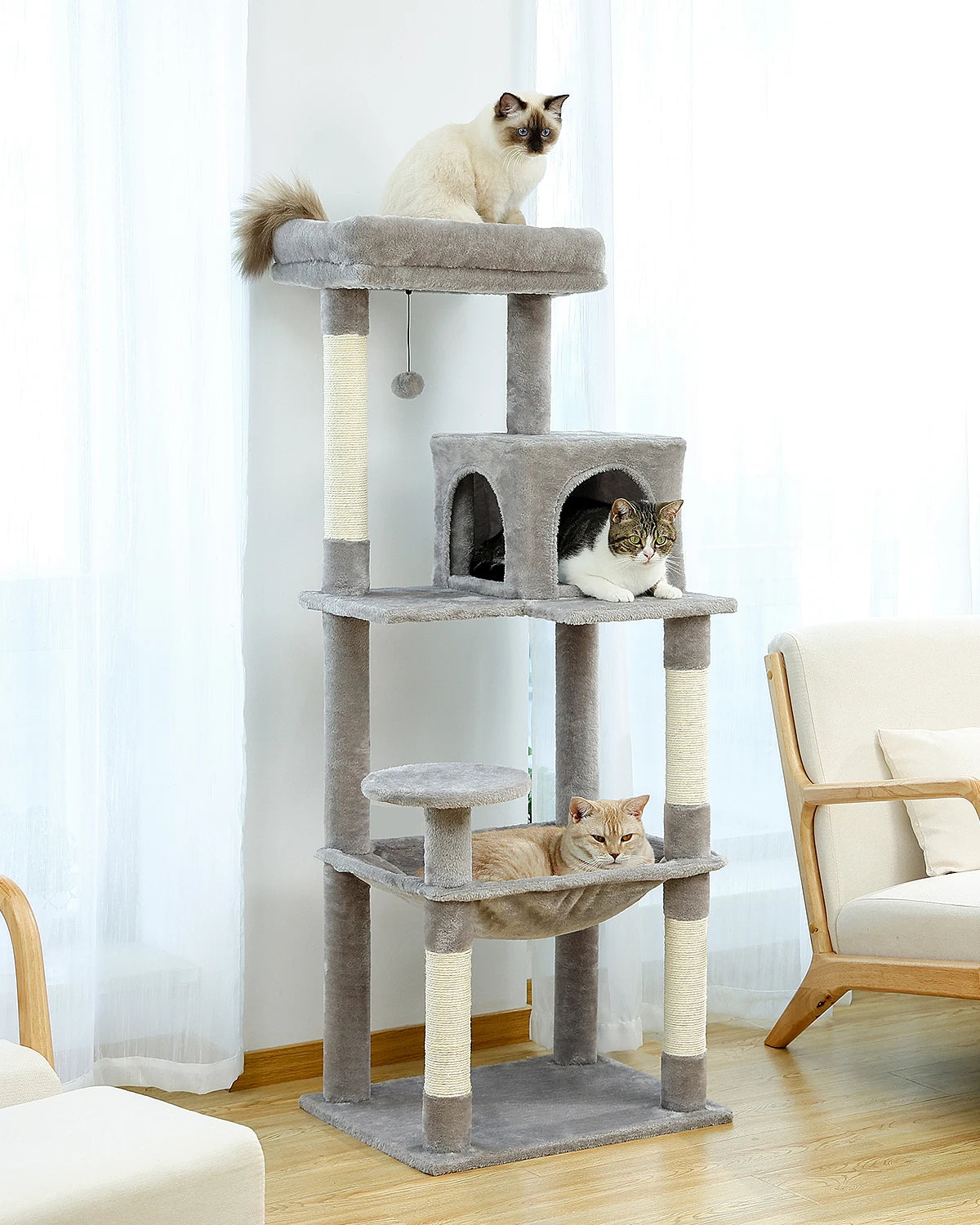 Multi-Level Cat Tree with Scratching Post Luxury Cat Tower with Condo House Cat Scratcher for Indoor Cat Accessories Pet Cat Toy