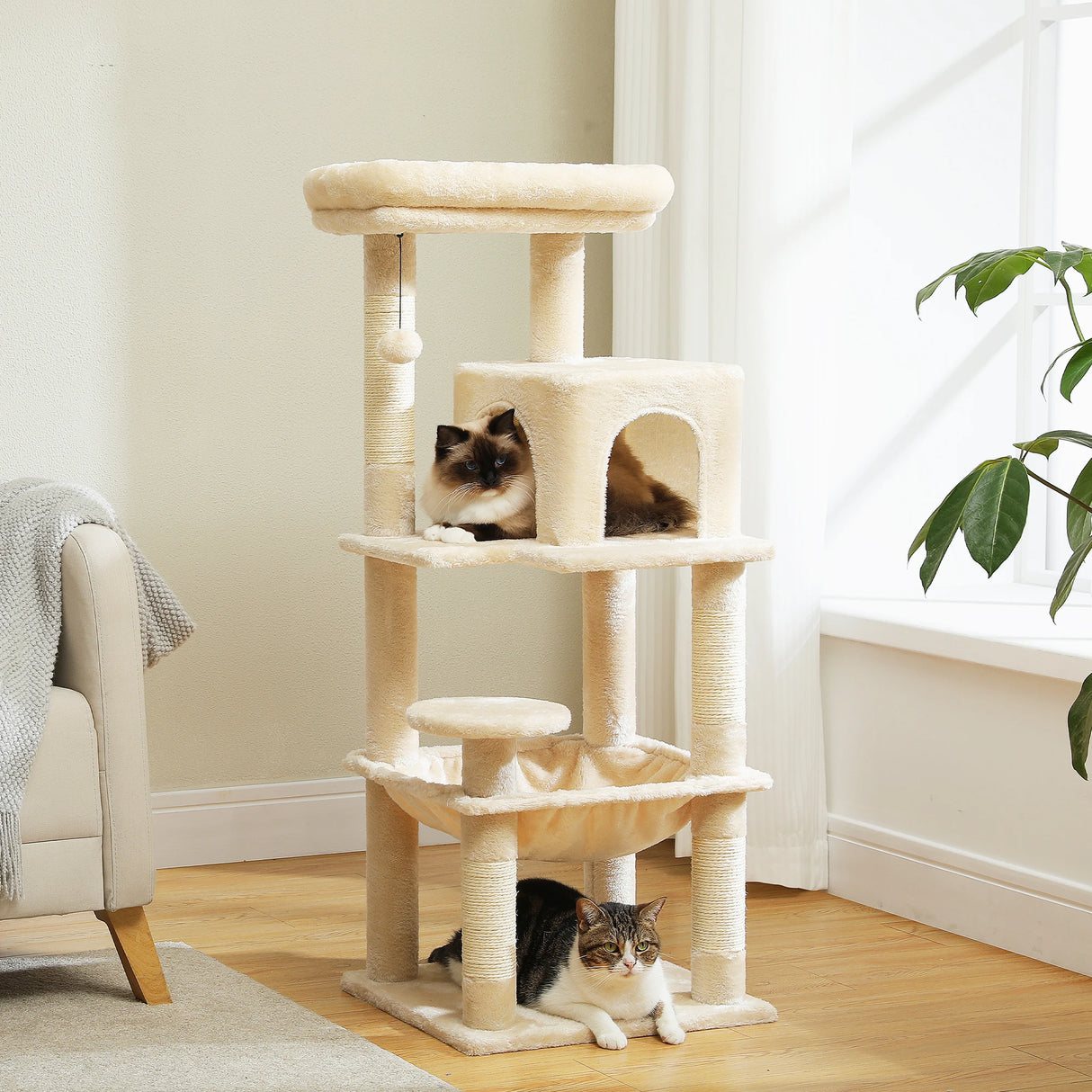 Multi-Level Cat Tree with Scratching Post Luxury Cat Tower with Condo House Cat Scratcher for Indoor Cat Accessories Pet Cat Toy