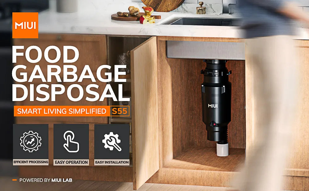 MIUI Continuous Feed Garbage Disposal with Sound Reduction,1/2 HP Food Waste Disposer with Stainless Steel Grinding System