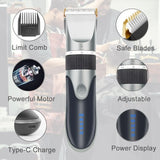 Professional Hair Clipper Electric Barber Hair Trimmers For Men Adults Kids Cordless Rechargeable Hair Cutter Machine Hair Trim