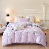 100% Cotton Bed Linen 4 Pcs Embroidered Comforter Bedding Set Couple Duvet Quilt Cover Double Sheets Set and Pillow Case Luxury