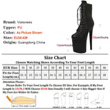 15 17 20CM Platform Extreme Women Modern Boots Sexy Pole Dance Lace-Up Black PU Ankle Boots In Stock  Fast Shipping Size 36-44