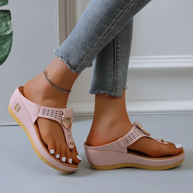 Women's Slippers 2024 Summer New Rome Wedges Causal Platform Beach Slippers Female Plus Size 43 Comfortable Ladies Slides