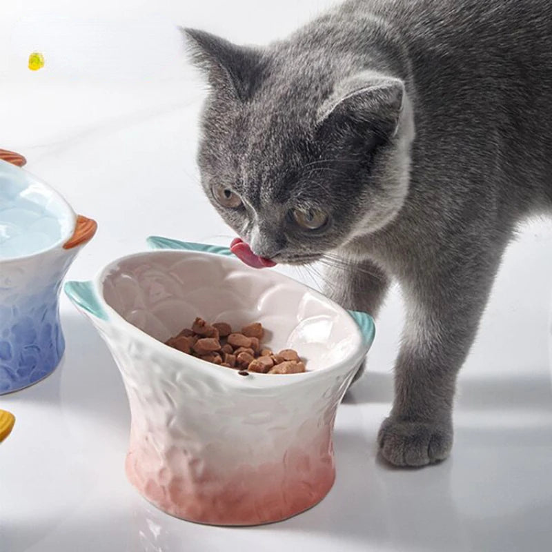 Cat Bowl Pet Feeder Dish Dog Treats Bowls Plate Feeding Eating Ceramic Elevated Dishes Kitten Decorative Creative Raised Water