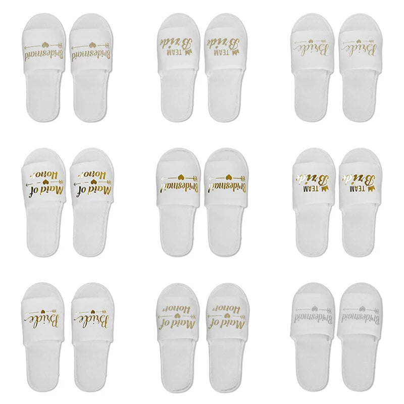 Bride Shower Bride Wedding Decoration Bridesmaid Hen Party Spa Soft Slippers Ladies Bachelorette Party Supplies Gift