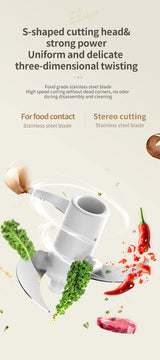 Mini Wireless Electric Garlic Press Dual Purpose Garlic Puree 350ml Usb Charging Kitchen Food Shredder Meat Grinder Vegetable