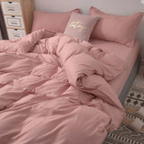 Cream Style Solid Colours Pink Yellow Bedding Set Twin Full Queen King Size Bed Linen Girls Adults  Bed Flat Sheet Pillowcase