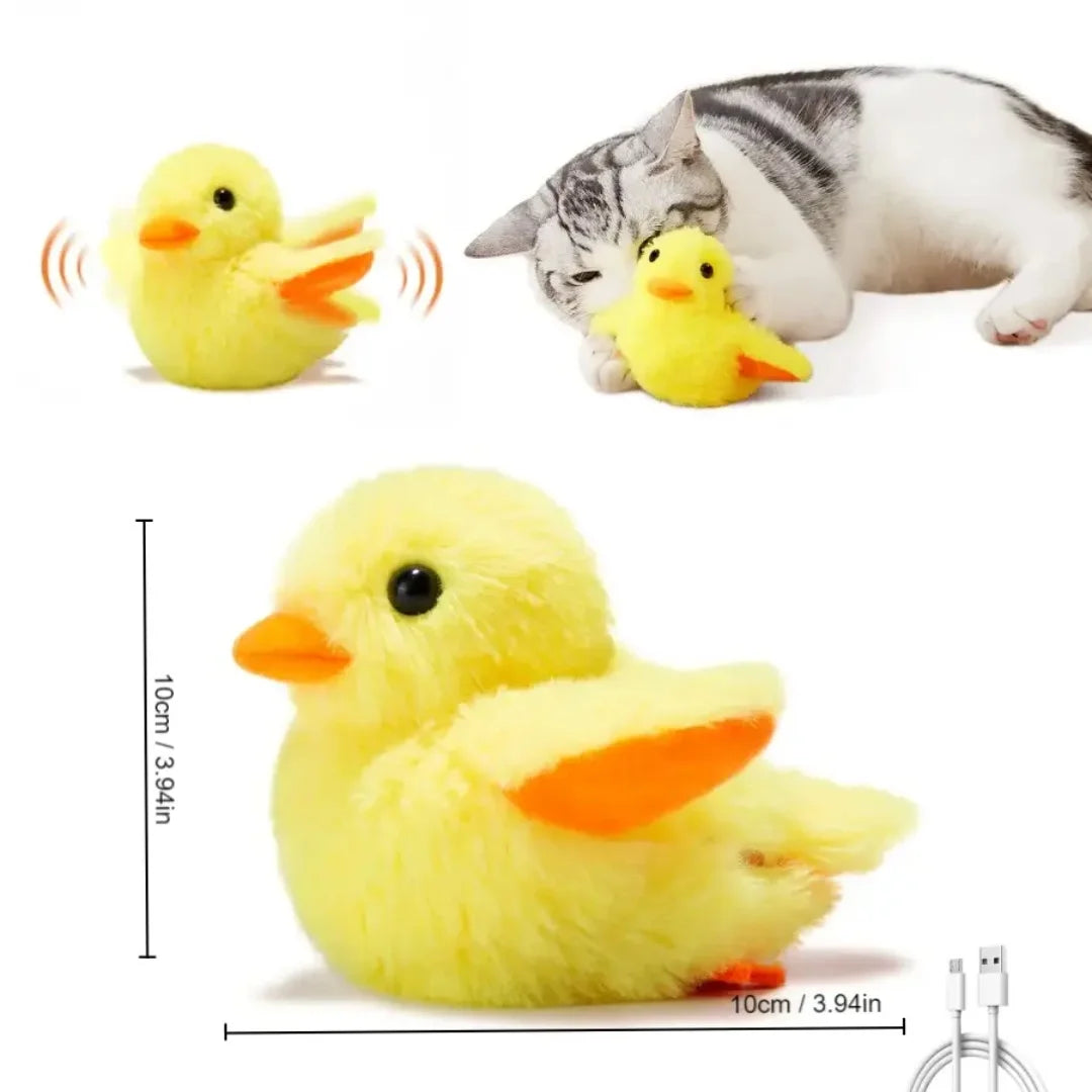 Environmentally friendly electric cat toy plush pet squeak automatic duckling interactive cat toy