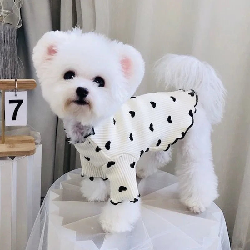 Cotton Cat Puppy T-shirt Undershirts Sweet Print Dog Pullovers for Small Dogs Cats Chihuahua Shih Tzu Indoor Pet Clothing