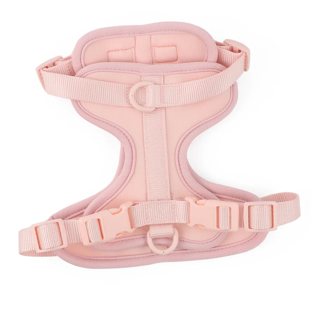 Light Pink Double Dog Leash PVC Comfortable Dog Harness Adjustable Chest Strap Three-Piece Set Collars-f- Harnesses & Leashes