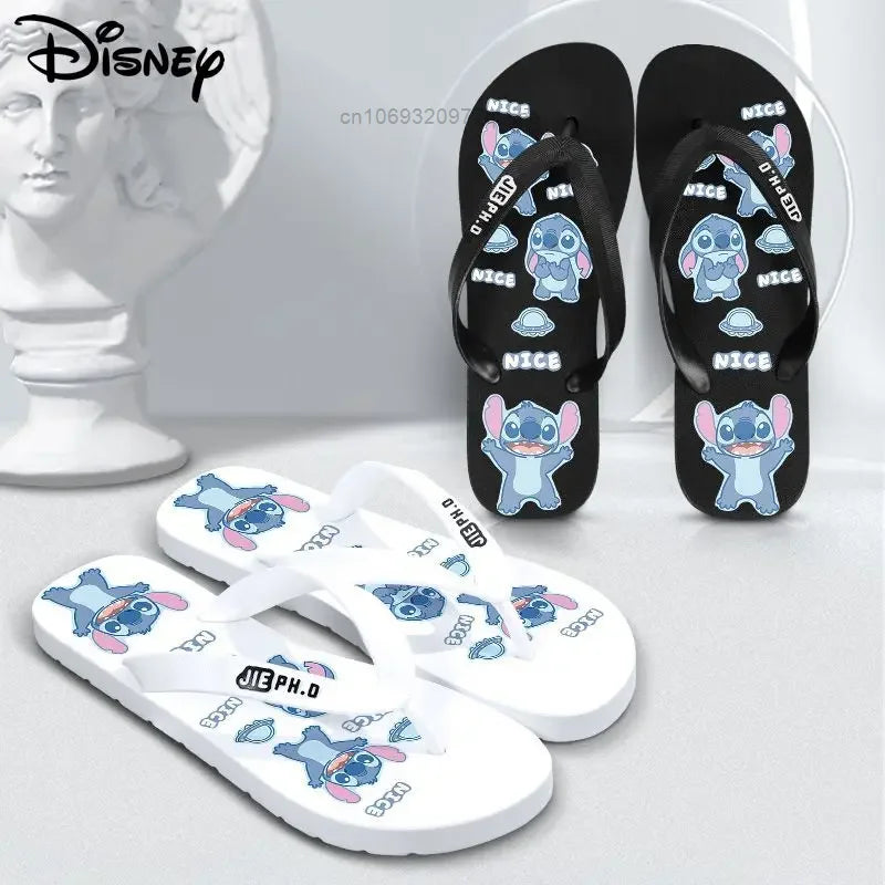 Disney Stitch Summer New Flip Flop Slippers for Men and Women, Y2k Cute Cartoon Trendy Beach Shoes Non slip Casual Home Shoes