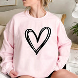 Red Love Heart Women Sweatshirt Long Sleeve Crewneck Graphic Hoodie Lover Clothes Couple Valentine's Day Gift Womens Clothes