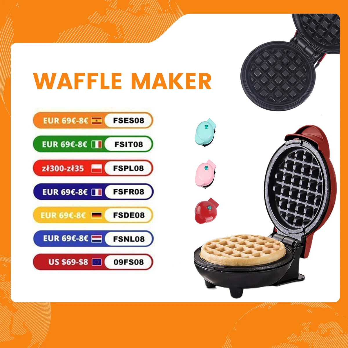 Sandwich Cake Baking Tray, Household Breakfast Electric Baking Pan, Fully Automatic Multifunctional Mini Waffle Biscuit Machine