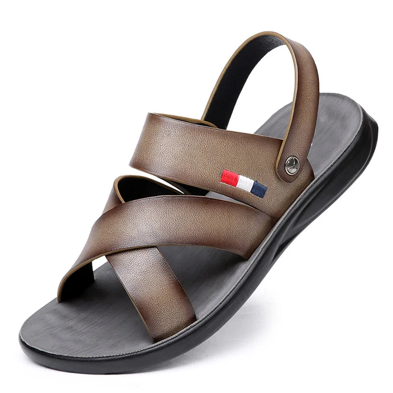 Summer Men's Brand Men's Fashion Trend Beach sandals Soft Breathable Men's Sandals Black Leather Sandals Free Shipping Shoes