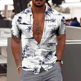 2024 Coconut Tree Shirts For Men 3d Printed Men's Hawaiian Shirt Beach 5xl Short Sleeve Fashion Tops Tee Shirt Man Blouse Camisa