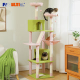 Large Cat Tree Tall Cat Tower for Indoor Cats Multi-Level Plush Cat Condo with Scratching Posts Scratching Boards Perches Caves