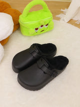 Winter Couple Warm Fluffy Clogs Waterproof Fuzzy Slides Plush Women Home Slippers