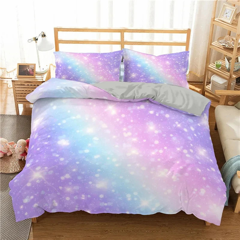 Rainbow Gradient Bedding Set Gradient Colors Duvet Cover with Pillowcases Single Twin Full Queen King Girl Kids Quilt Cover