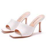 Crystal Queen Women 9cm High Heels Mules Fetish Summer Sandals Stiletto Slippers Prom Platform Stripper Candy Color Shoes