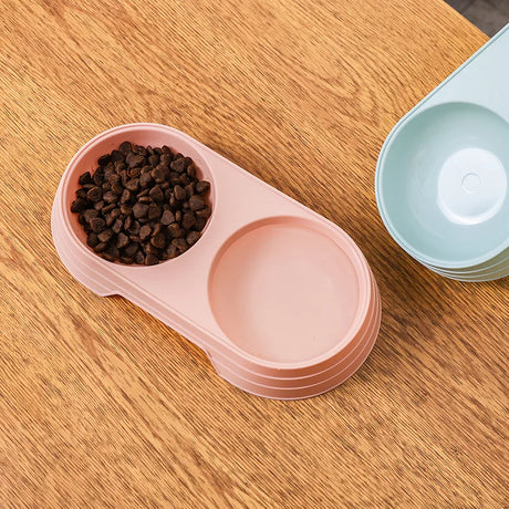 Double Pet Bowls Dog Food Water Feeder Pet Drinking Dish Feeder Cat Puppy Feeding Supplies Small Dog Accessories