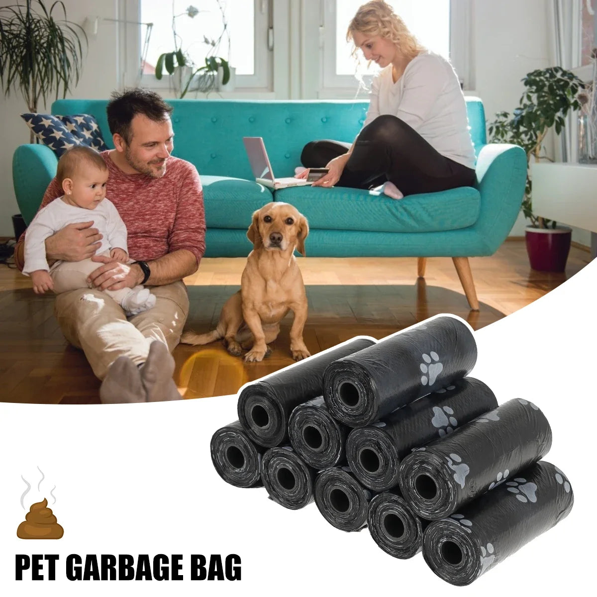 24/40 Rolls Pet Poop Bags 15 Bags/Roll Disposable Dog Eco Waste Bags with Dispenser Leak-Proof Outdoor Clean Pets Supplies New