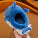 Winter Cute Cartoon Shark Cotton Slippers Children's Non-slip Soft Sole Slides For Kids Girls Baby Boys Warm Plush Home Shoes