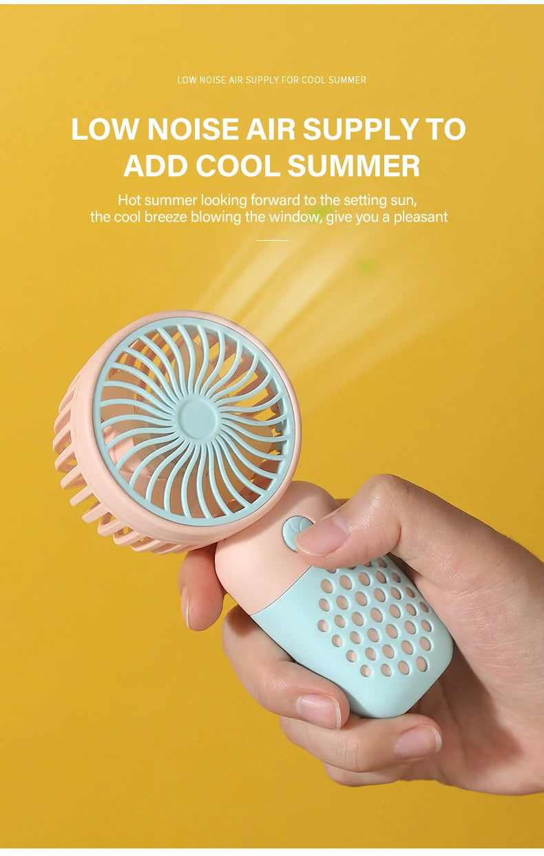 Cute USB Mini Fan Portable Handheld Fan Rechargeable Mini Handy Fan Pocket Size Low Noise Small Electric Fan Student Dormitory