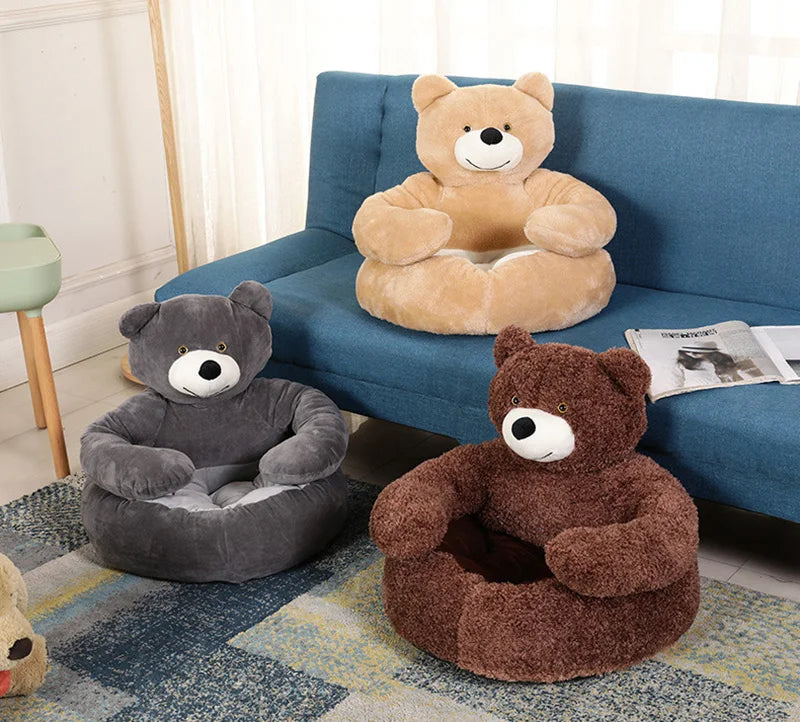 Semi-Enclosed Bear Pet Dog Bed Ultra Soft Cat Bed Detachable Plush Puppy Bed Winter Warm Sleeping Bed Mat Pet Product