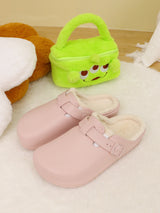 Winter Couple Warm Fluffy Clogs Waterproof Fuzzy Slides Plush Women Home Slippers