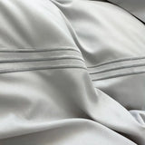 3Pcs 3 Line Embroidery White Black Duvet Cover and Pillow Shams with Zipper Closure Lightwhite Microfiber Ultra Soft Bedding set