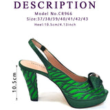 2024 Fashion Green Color High Quality Pointed Toe Thin Heels Shoes Matching Bag Set For Nigerian Party Women