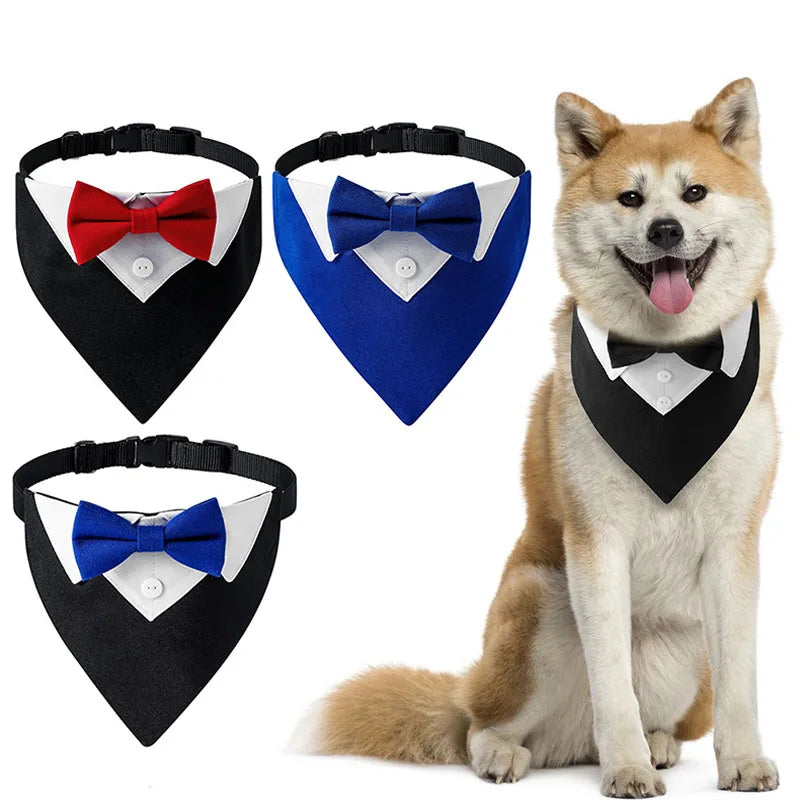 Formal Pet British Wedding Party Suit Scarf Bow Tie Collar Dog Triangle Towel Saliva Towel Pet Clothes Decoration Accessories