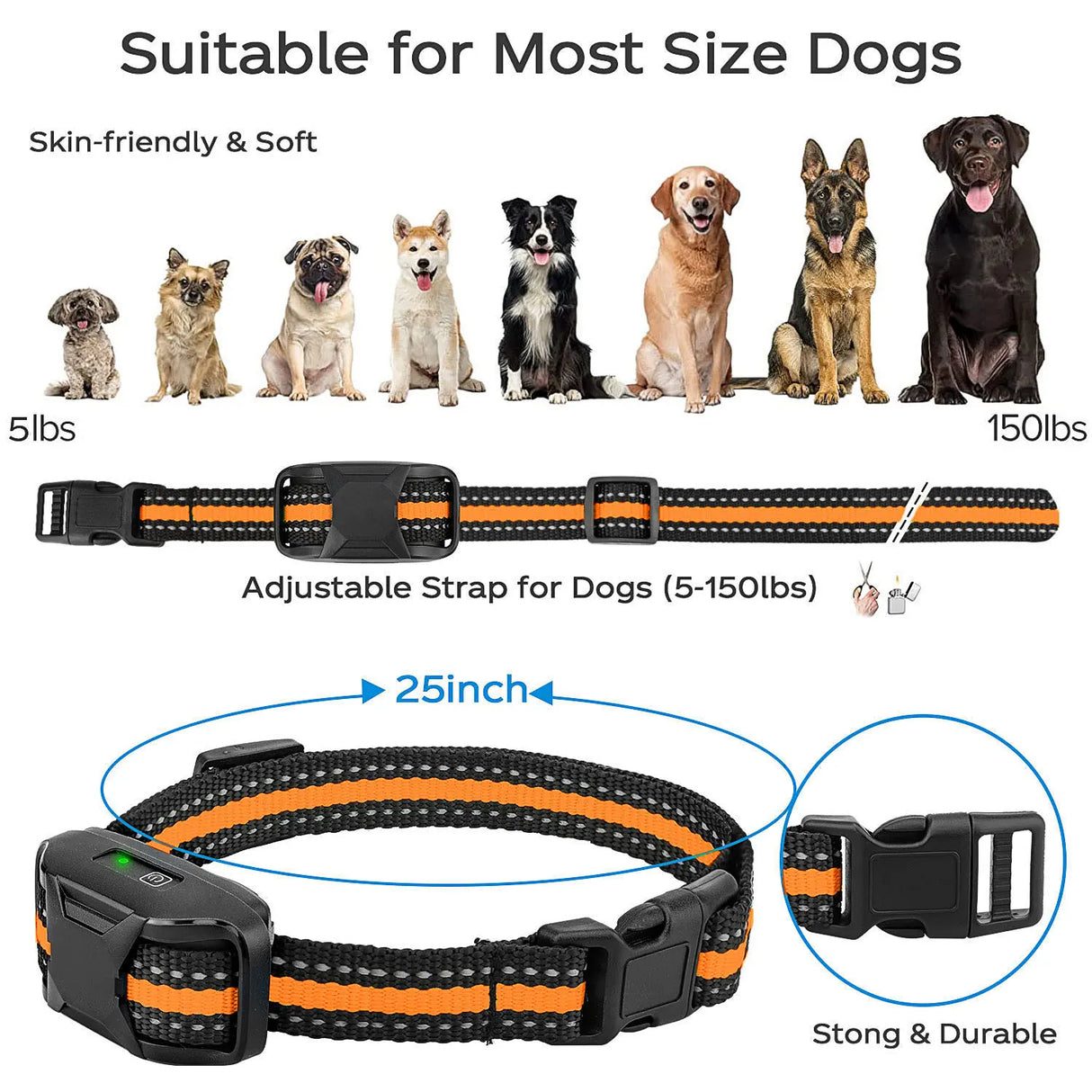 3300Ft Electric Dog Training Collar Remote Control Waterproof Pet BehaviorFor 5-120lbs Puppy With Shock Vibration