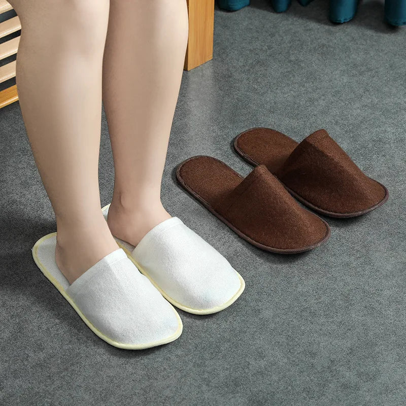 5 PCS Portable Slippers Men Women Hotel Disposable Shoes Unisex Business Travel Spa Home Guest Party Indoor Folding Slippers