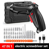 Electric Screwdriver with LED for Home Office DIY Tools Cordless 47 in 1 Rotated 90 Degrees Rechargeable Portable Screwdriver