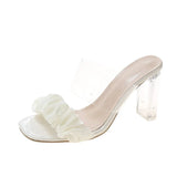 Transparent Crystal Slippers with High Heels5cm~9cm Fashion Sandals, Summer Beach Casual Thick High Heels Sandals, Women's Shoes