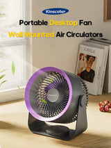 Cordless Electric Fan 4000mah Wireless Portable Air Circulator Fan Desktop Wall Ceiling Air Cooling Cooler Quiet Ventilator