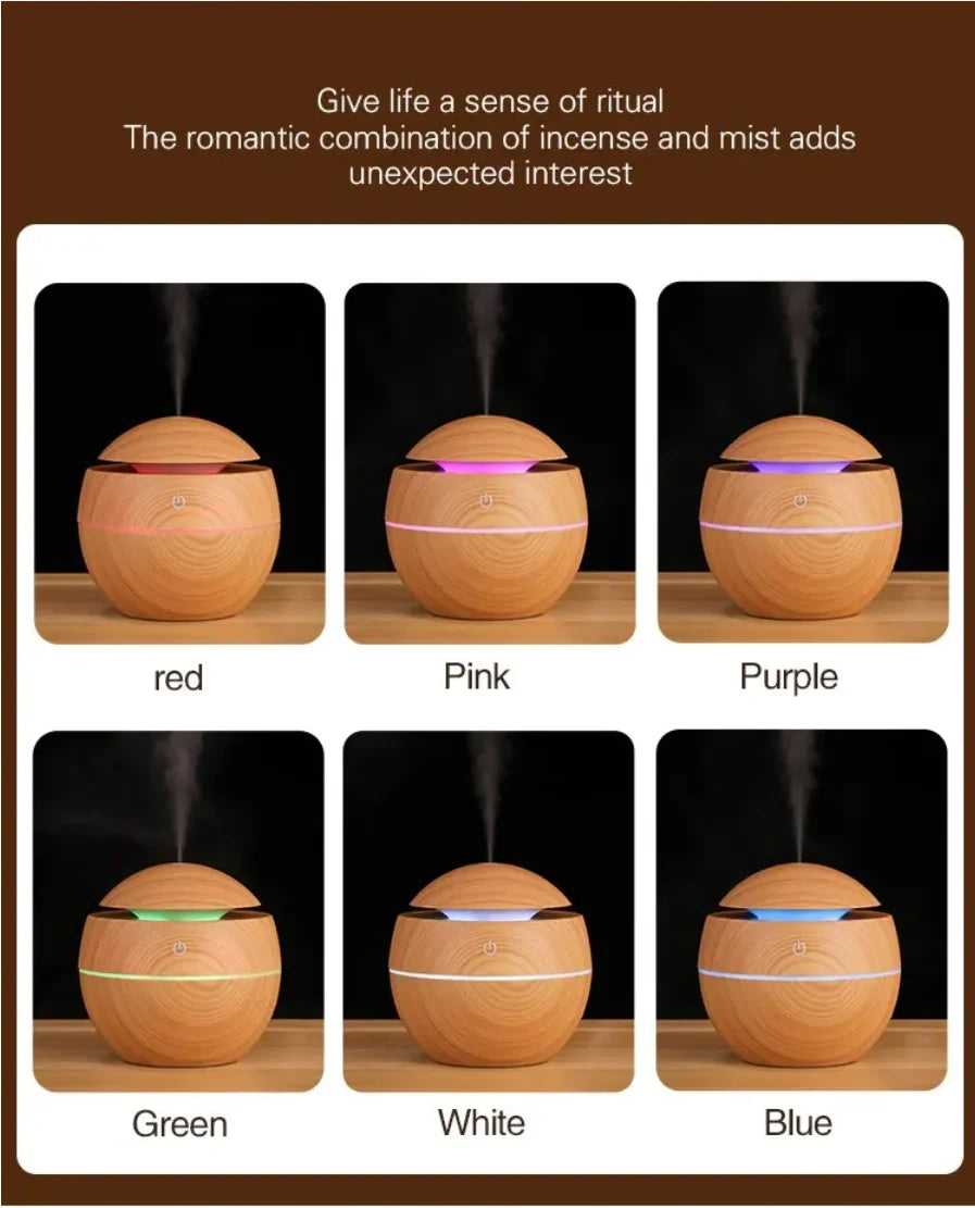 USB Ultrasonic Cool Mist Sprayer Essential Oil Fragrance Mini Home Wood Grain Air Humidifier Electric Air Aroma Diffuser Purifie